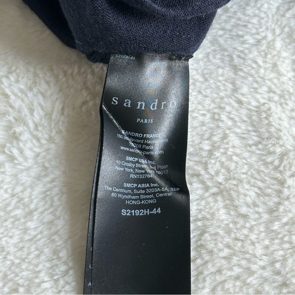 Sandro Wool Navy Blue Long Sleeve Crewneck Sweater XS (2) - Picture 13 of 14